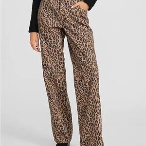 Express Leopard Print Wide Leg Pants